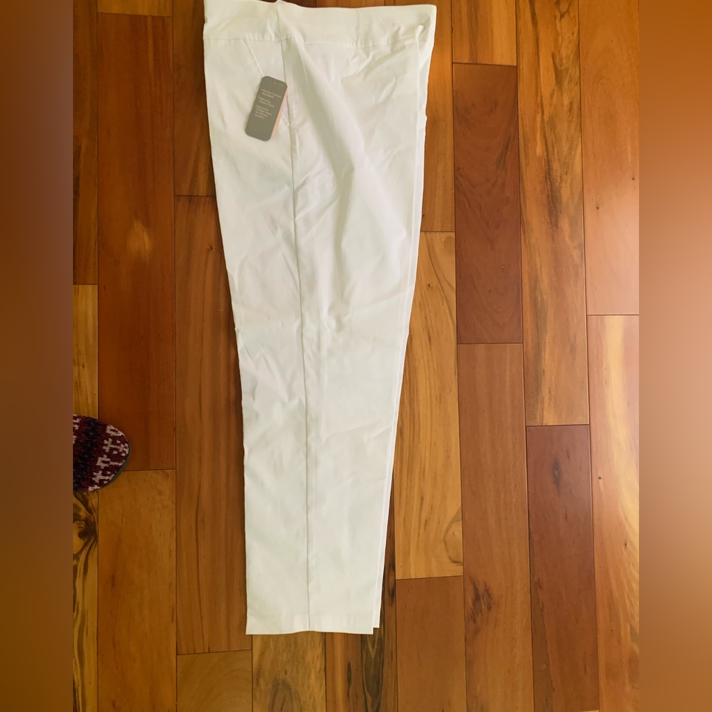 Allison Daley Trouser Pants Sliming Tummy Panel Straight Leg White Size 18WR